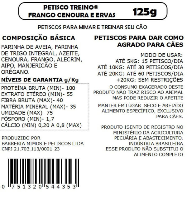 Petisco Treino®️ de Frango, Cenoura e Ervas - Imagem 2