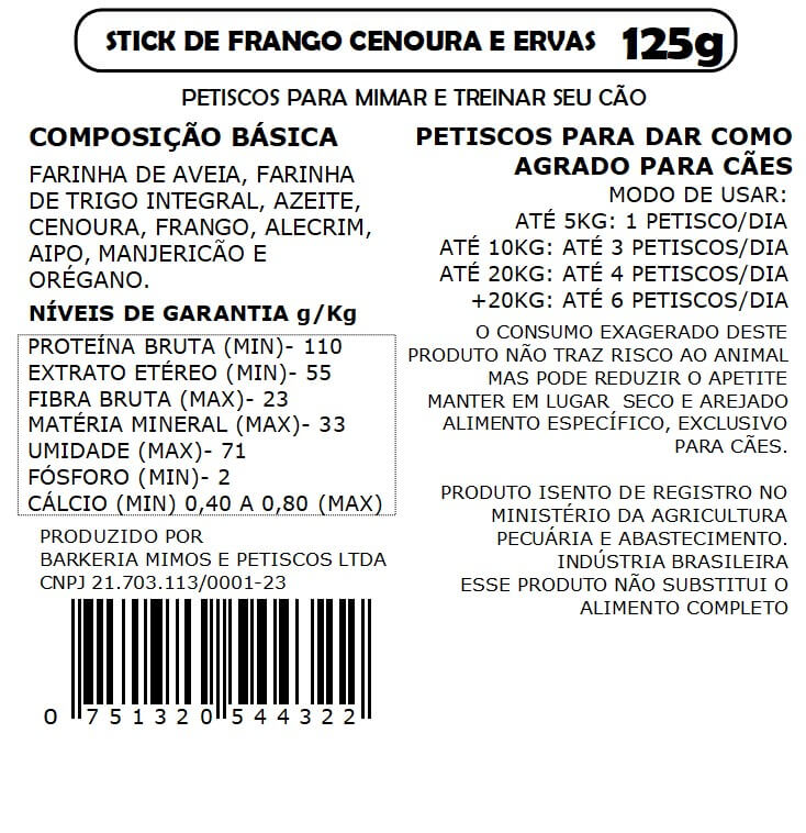 Stick Natural de Frango, Cenoura e Ervas - Imagem 2