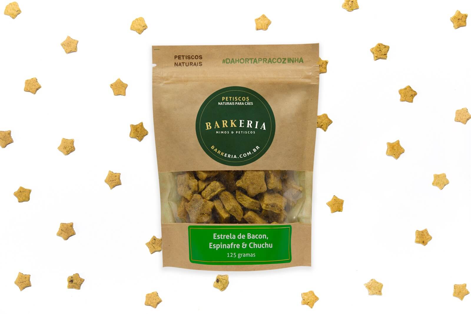 petisco estrela de bacon chuchu e espinafre barkeria