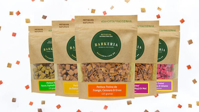 Petiscos naturais para cães da Barkeria
